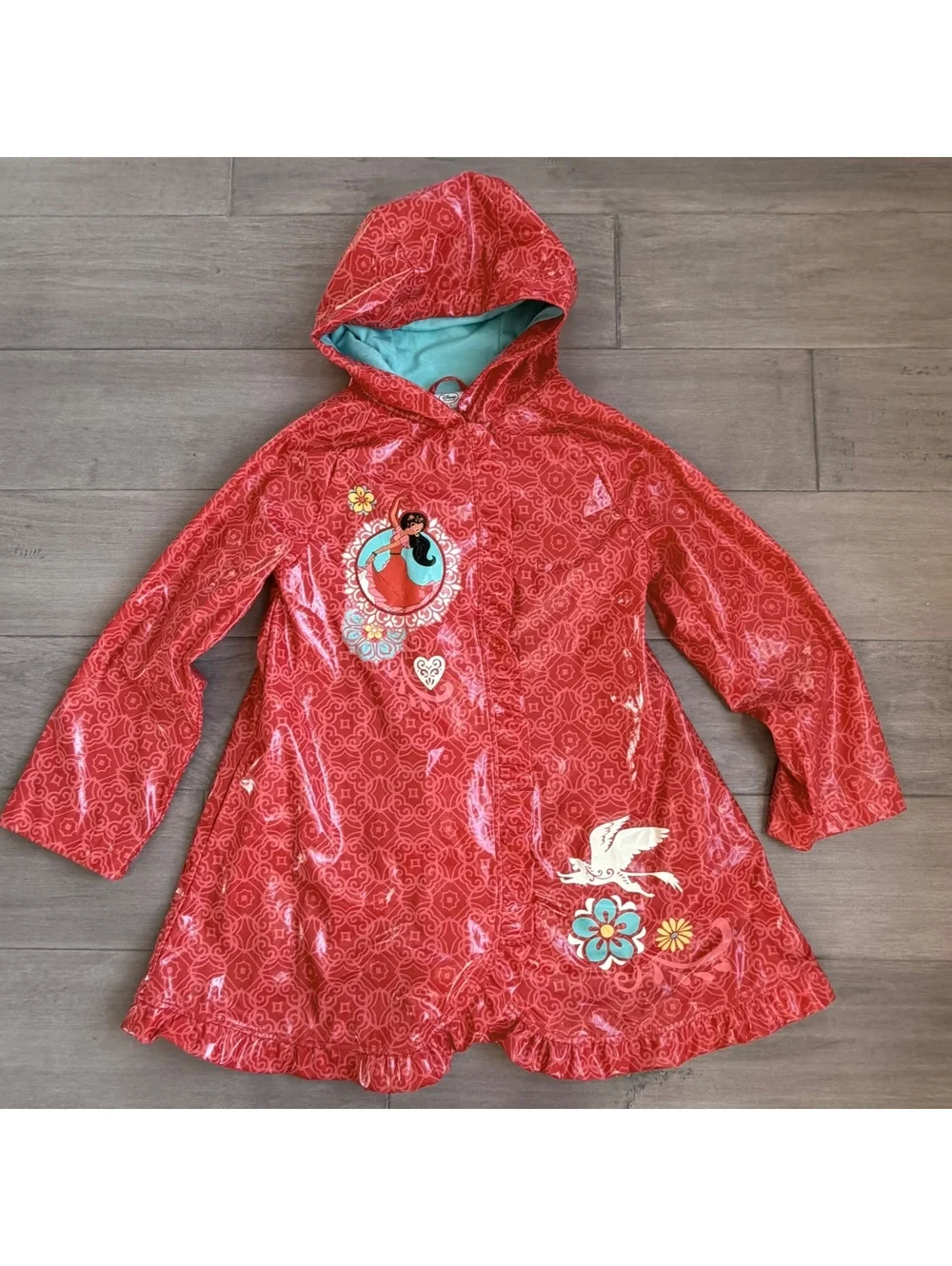 Disney Collection Girls 7/8 Red Hooded Raincoat